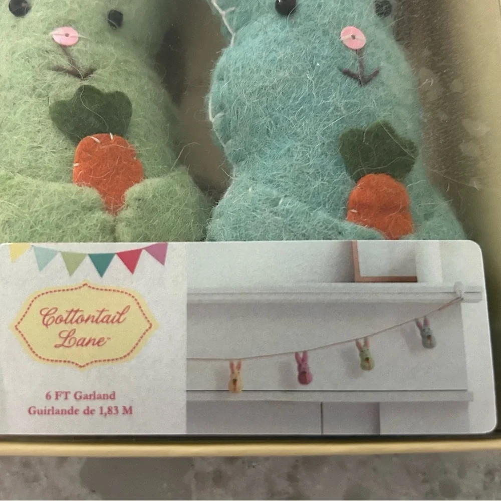 “New” Cottontail Lane Pastel Bunny Felt Garland 6 ft